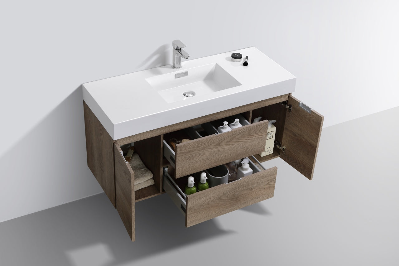 Kube Bath Bliss 48" Wall Mount / Wall Hung Modern Bathroom Vanity With 2 Drawers And 2 Doors Acrylic Countertop