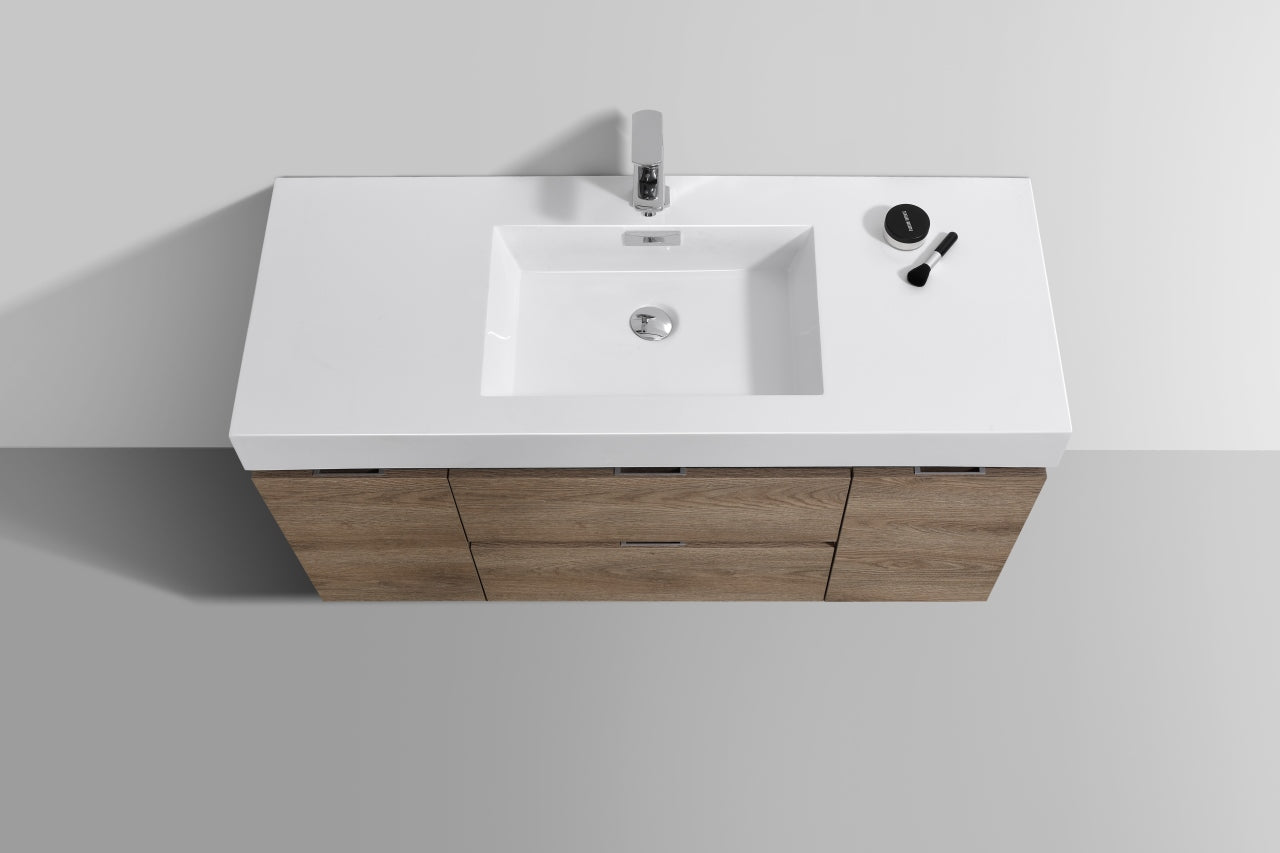 Kube Bath Bliss 48" Wall Mount / Wall Hung Modern Bathroom Vanity With 2 Drawers And 2 Doors Acrylic Countertop