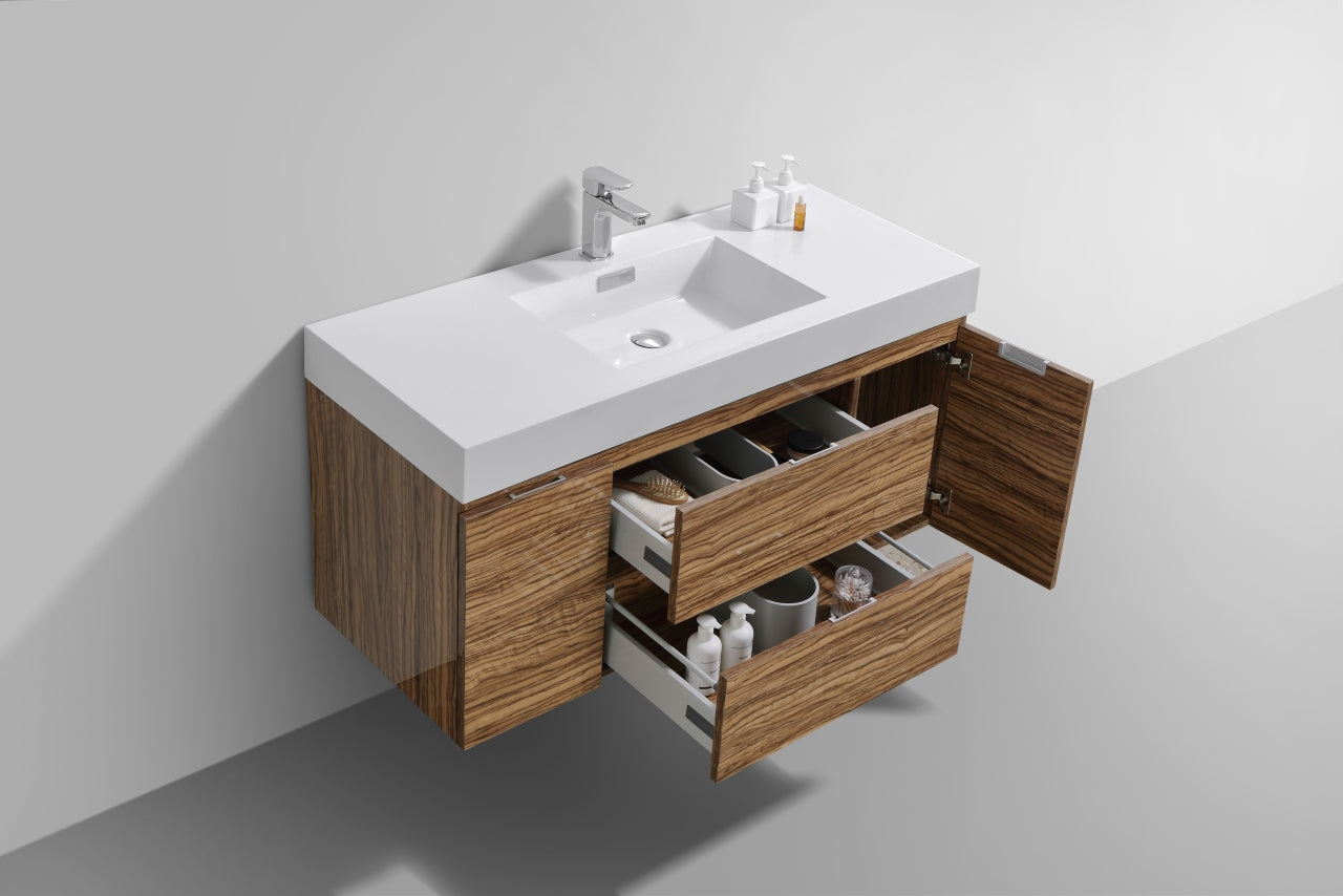 Kube Bath Bliss 48" Wall Mount / Wall Hung Modern Bathroom Vanity With 2 Drawers And 2 Doors Acrylic Countertop