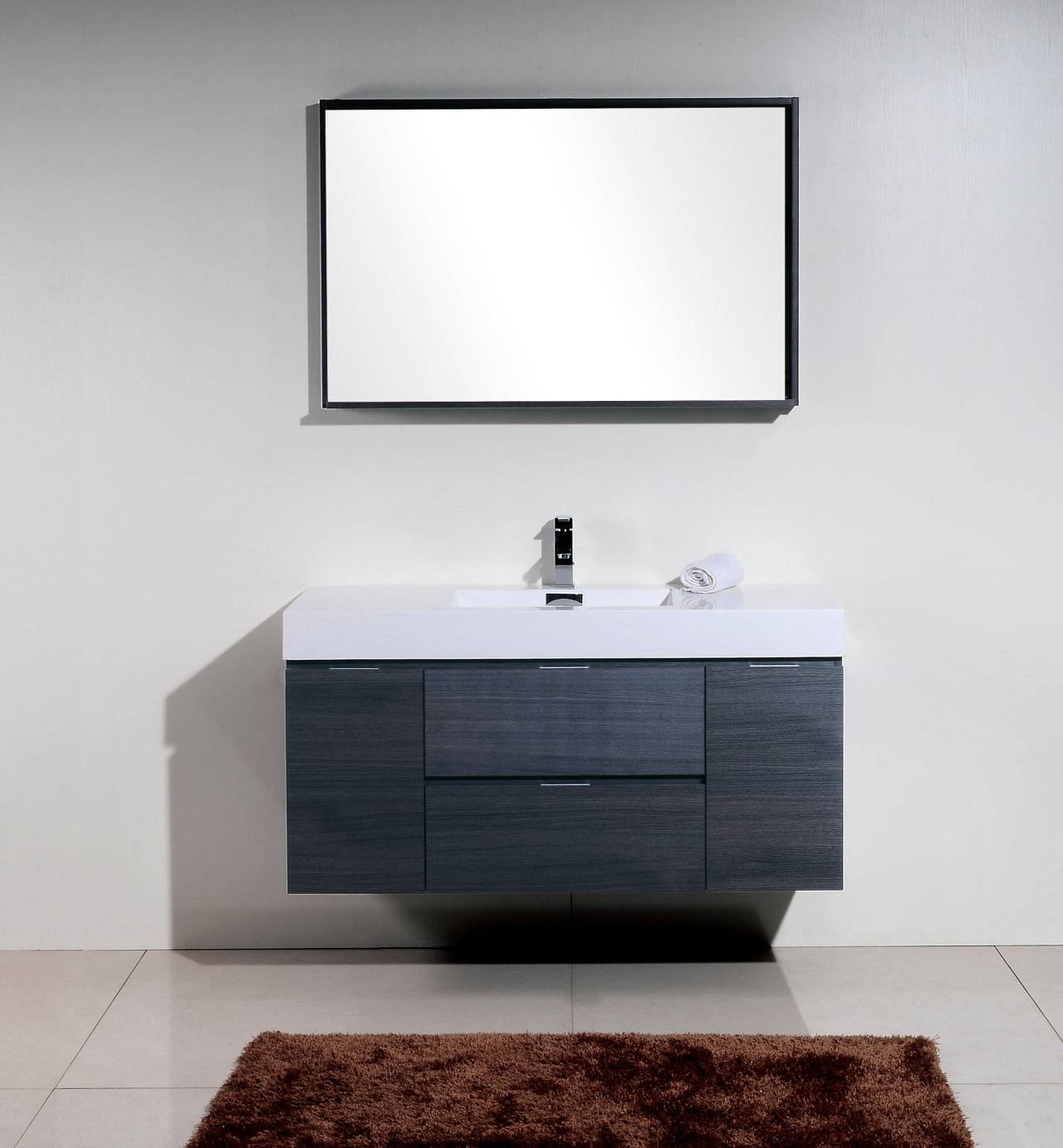 Kube Bath Bliss 48" Wall Mount / Wall Hung Modern Bathroom Vanity With 2 Drawers And 2 Doors Acrylic Countertop