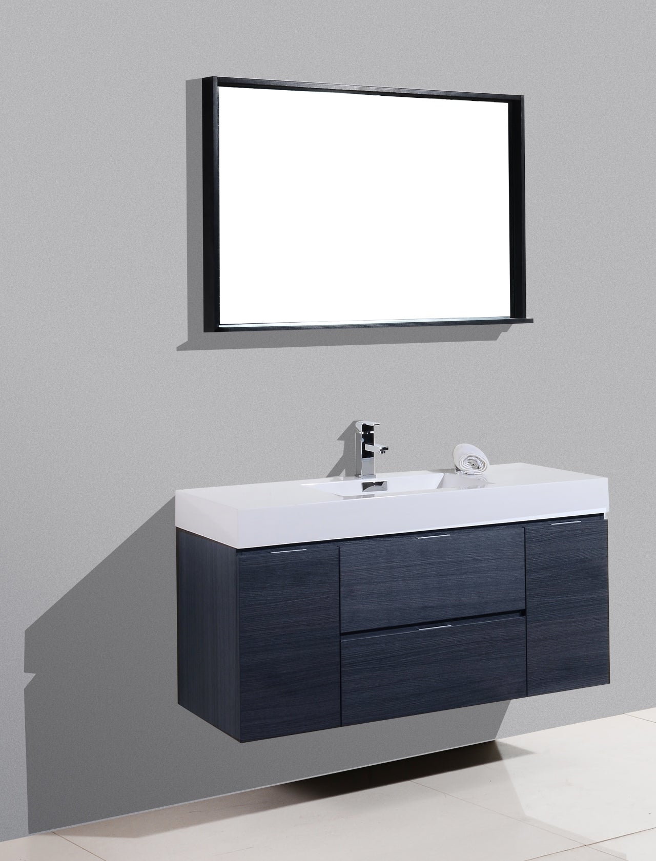 Kube Bath Bliss 48" Wall Mount / Wall Hung Modern Bathroom Vanity With 2 Drawers And 2 Doors Acrylic Countertop