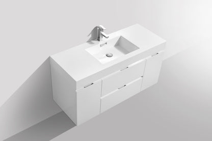 Kube Bath Bliss 48" Wall Mount / Wall Hung Modern Bathroom Vanity With 2 Drawers And 2 Doors Acrylic Countertop