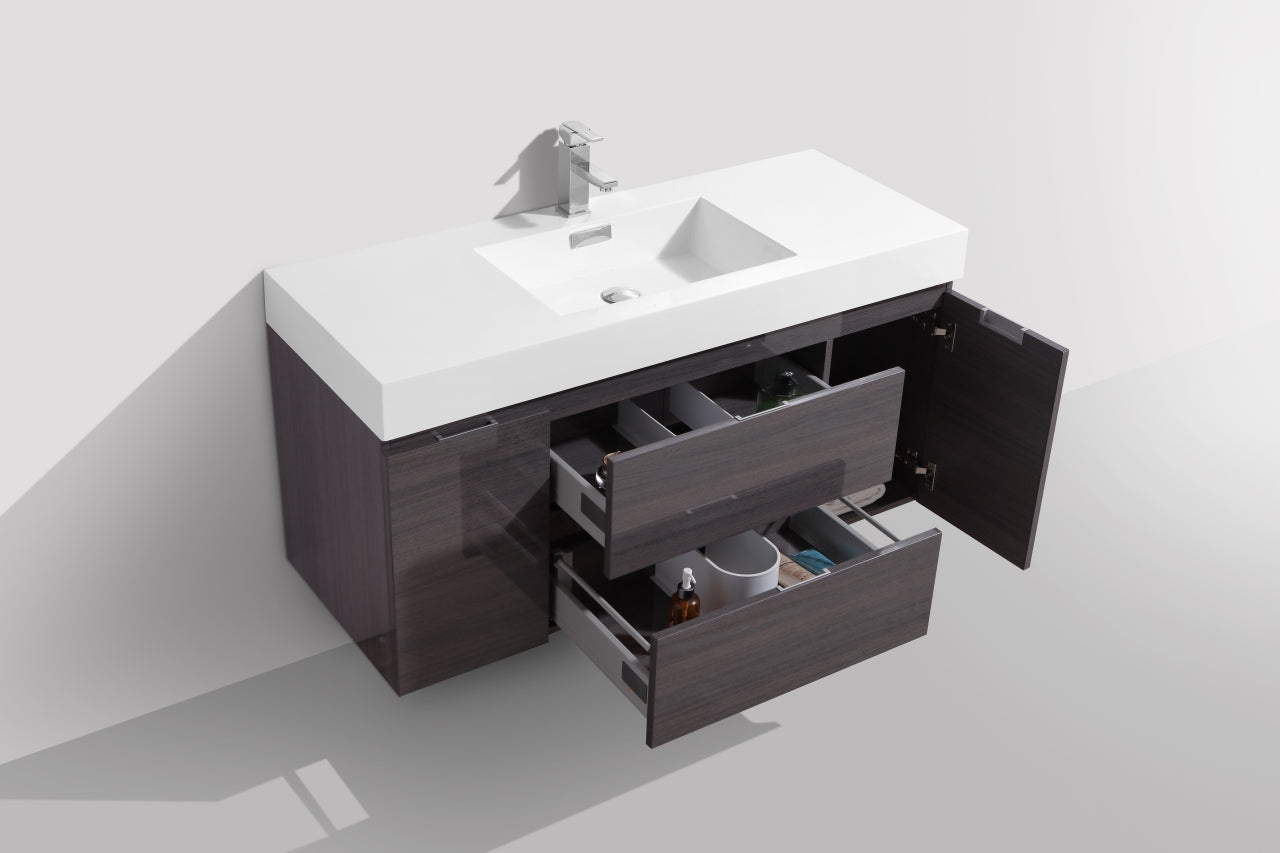 Kube Bath Bliss 48" Wall Mount / Wall Hung Modern Bathroom Vanity With 2 Drawers And 2 Doors Acrylic Countertop