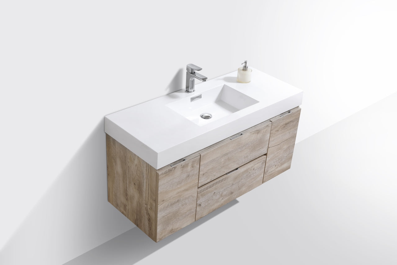 Kube Bath Bliss 48" Wall Mount / Wall Hung Modern Bathroom Vanity With 2 Drawers And 2 Doors Acrylic Countertop