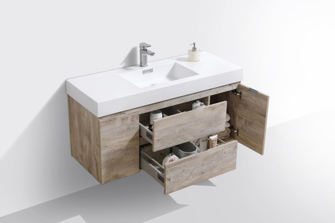 Kube Bath Bliss 48" Wall Mount / Wall Hung Modern Bathroom Vanity With 2 Drawers And 2 Doors Acrylic Countertop