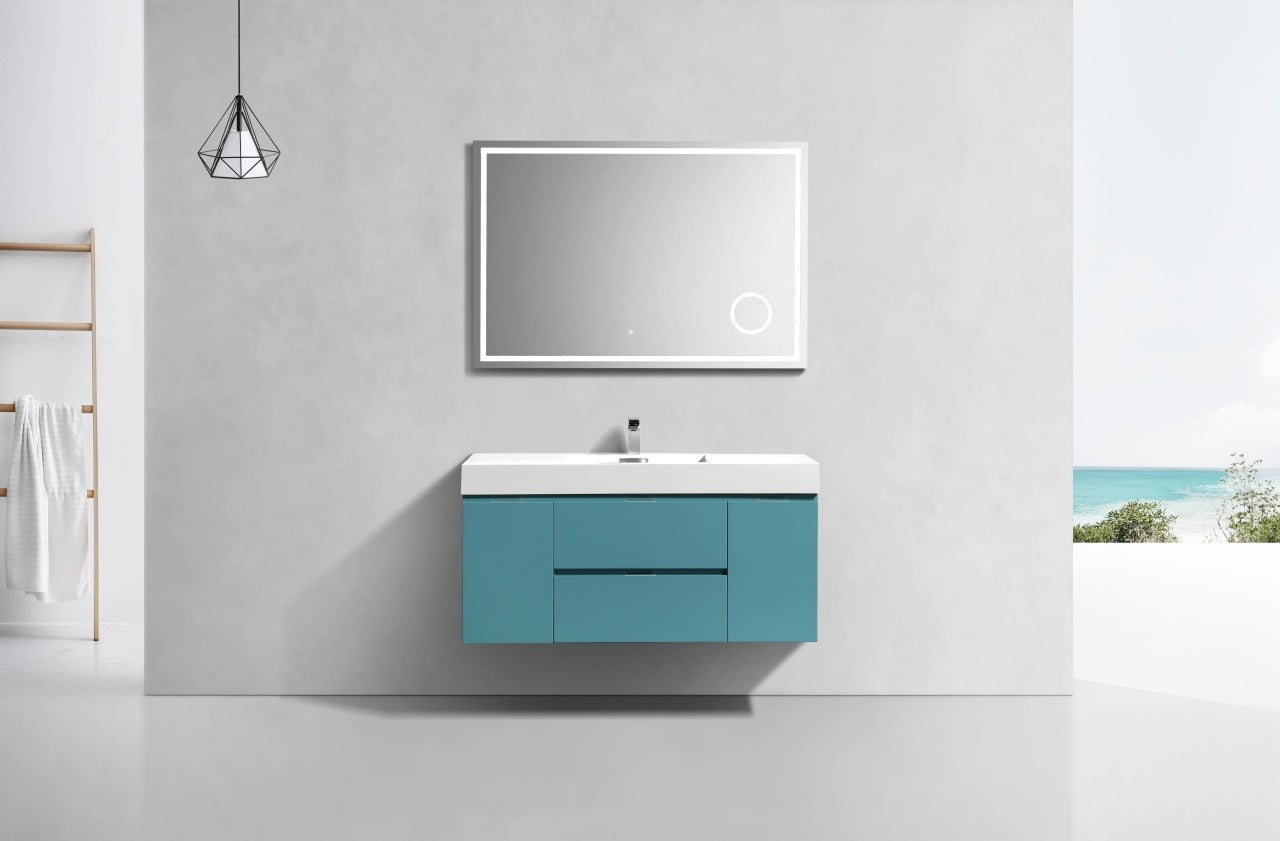 Kube Bath Bliss 48" Wall Mount / Wall Hung Modern Bathroom Vanity With 2 Drawers And 2 Doors Acrylic Countertop