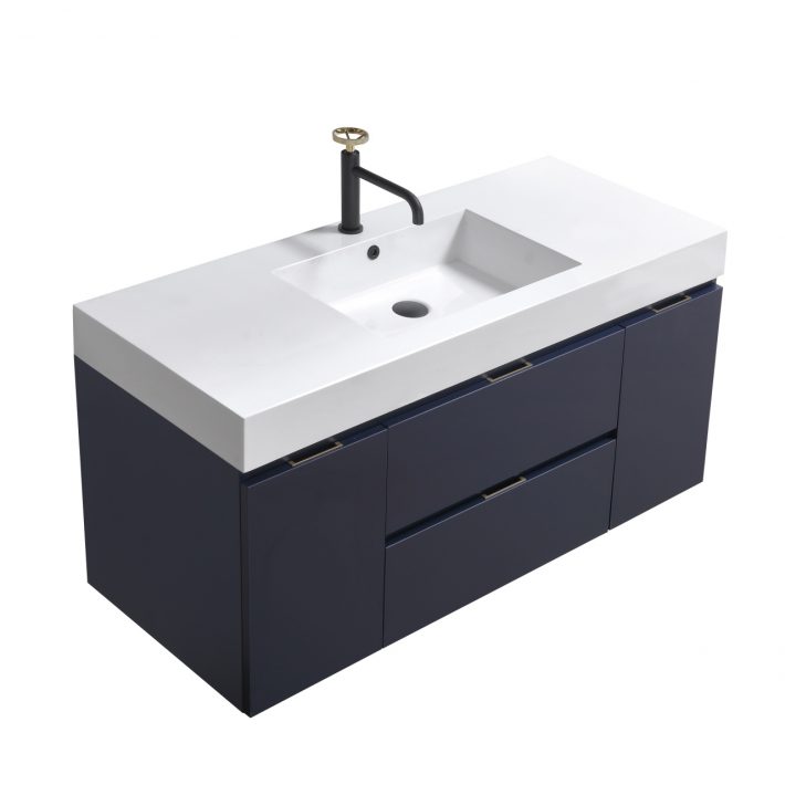 Kube Bath Bliss 48" Wall Mount / Wall Hung Modern Bathroom Vanity With 2 Drawers And 2 Doors Acrylic Countertop