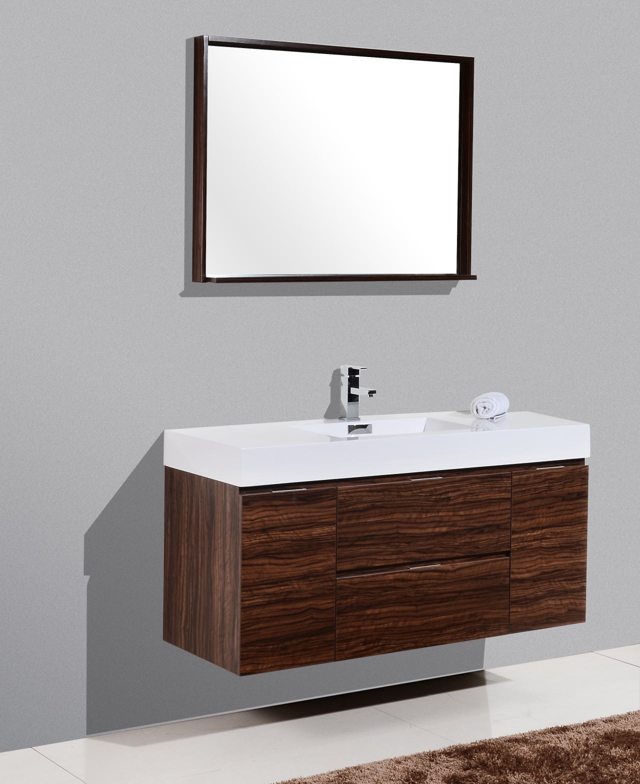 Kube Bath Bliss 48" Wall Mount / Wall Hung Modern Bathroom Vanity With 2 Drawers And 2 Doors Acrylic Countertop