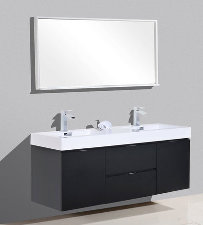 Kube Bath Bliss 60" Wall Mount / Wall Hung Double Sink Bathroom Vanity With 2 Drawers And 2 Doors Acrylic Countertop