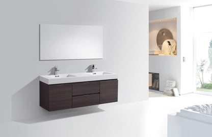 Kube Bath Bliss 60" Wall Mount / Wall Hung Double Sink Bathroom Vanity With 2 Drawers And 2 Doors Acrylic Countertop