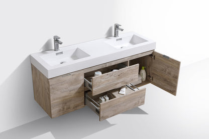 Kube Bath Bliss 60" Wall Mount / Wall Hung Double Sink Bathroom Vanity With 2 Drawers And 2 Doors Acrylic Countertop