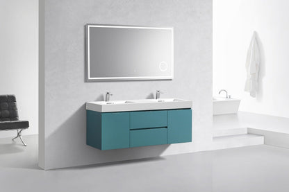 Kube Bath Bliss 60" Wall Mount / Wall Hung Double Sink Bathroom Vanity With 2 Drawers And 2 Doors Acrylic Countertop