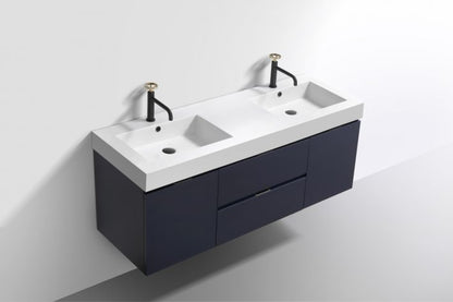 Kube Bath Bliss 60" Wall Mount / Wall Hung Double Sink Bathroom Vanity With 2 Drawers And 2 Doors Acrylic Countertop