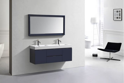 Kube Bath Bliss 60" Wall Mount / Wall Hung Double Sink Bathroom Vanity With 2 Drawers And 2 Doors Acrylic Countertop