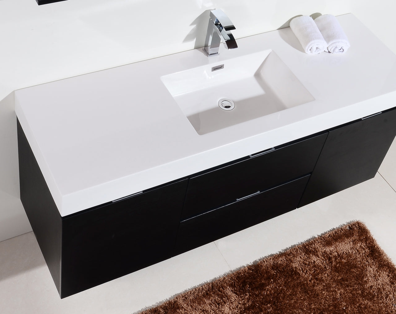 Kube Bath Bliss 60" Wall Mount / Wall Hung Modern Single Sink Bathroom Vanity With 2 Drawers And 2 Doors Acrylic Countertop