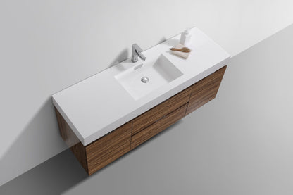 Kube Bath Bliss 60" Wall Mount / Wall Hung Modern Single Sink Bathroom Vanity With 2 Drawers And 2 Doors Acrylic Countertop