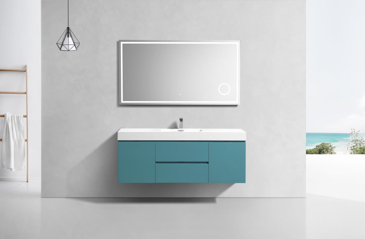 Kube Bath Bliss 60" Wall Mount / Wall Hung Modern Single Sink Bathroom Vanity With 2 Drawers And 2 Doors Acrylic Countertop