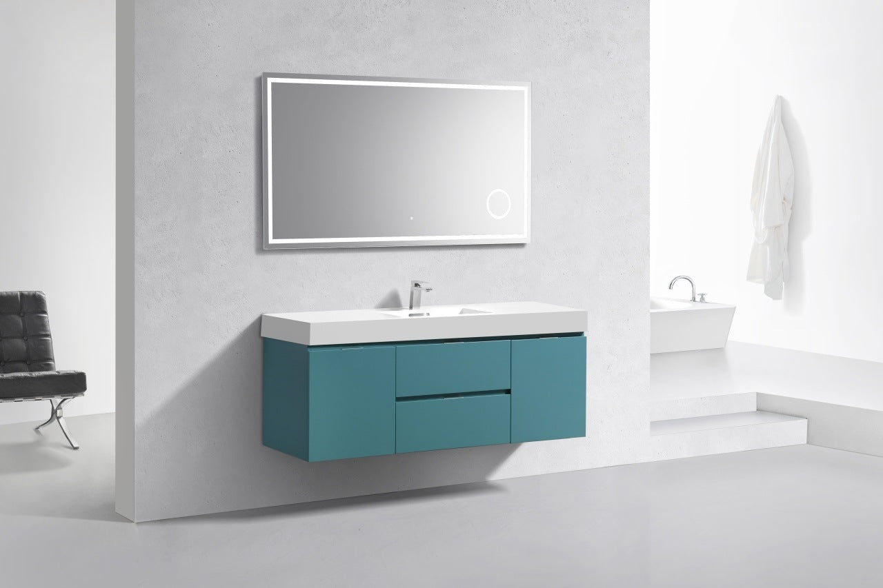 Kube Bath Bliss 60" Wall Mount / Wall Hung Modern Single Sink Bathroom Vanity With 2 Drawers And 2 Doors Acrylic Countertop