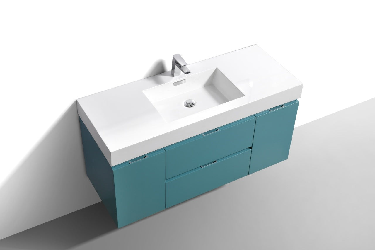 Kube Bath Bliss 60" Wall Mount / Wall Hung Modern Single Sink Bathroom Vanity With 2 Drawers And 2 Doors Acrylic Countertop