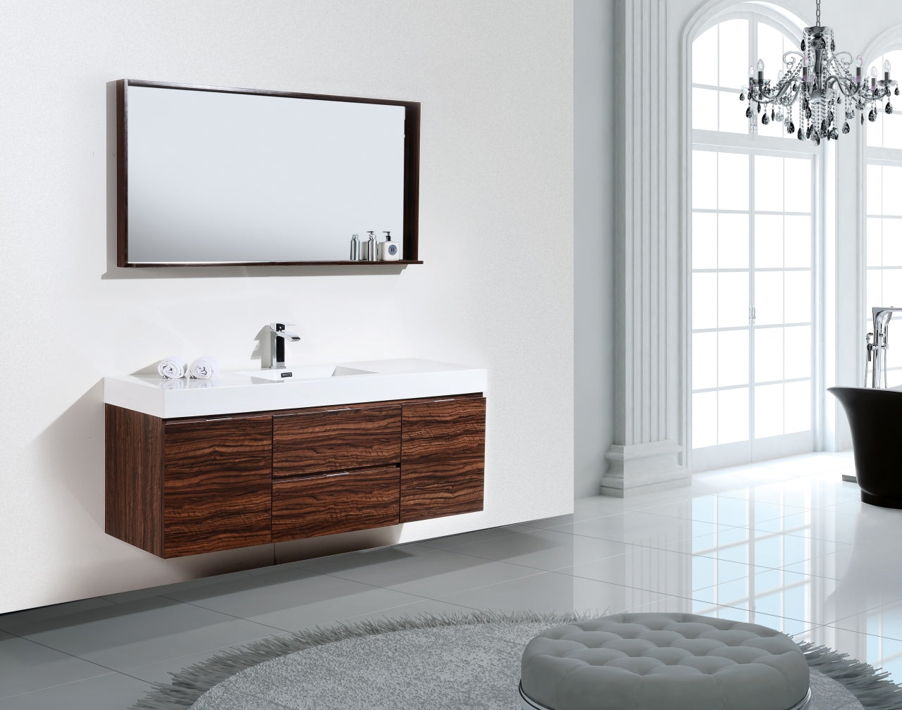 Kube Bath Bliss 60" Wall Mount / Wall Hung Modern Single Sink Bathroom Vanity With 2 Drawers And 2 Doors Acrylic Countertop