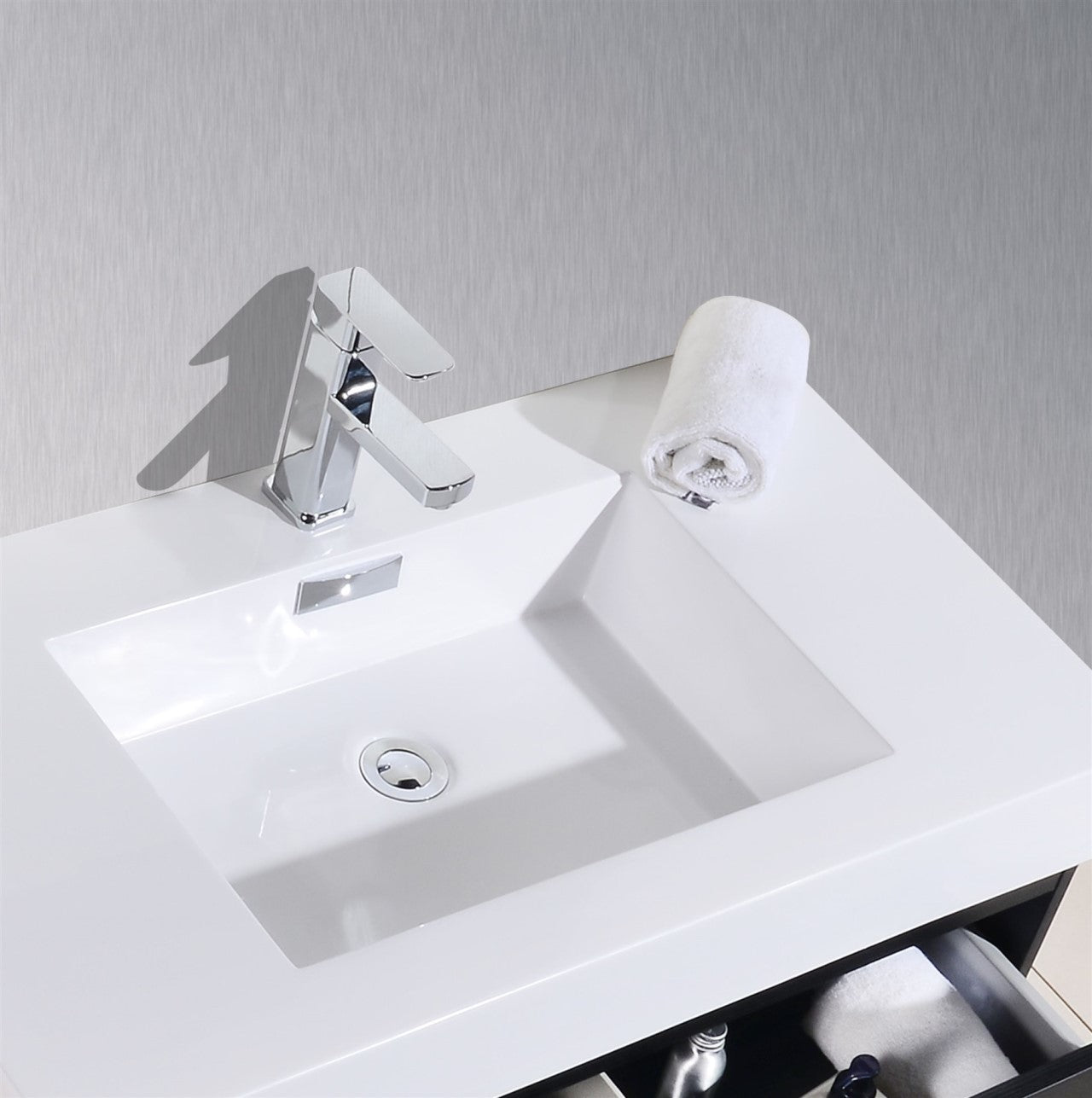 Kube Bath Bliss 72" Wall Mount / Wall Hung Modern Double Sink Bathroom Vanity With 4 Drawers Acrylic Countertop