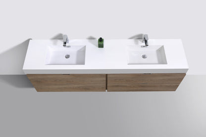 Kube Bath Bliss 72" Wall Mount / Wall Hung Modern Double Sink Bathroom Vanity With 4 Drawers Acrylic Countertop