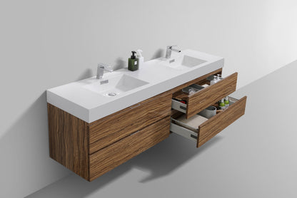 Kube Bath Bliss 72" Wall Mount / Wall Hung Modern Double Sink Bathroom Vanity With 4 Drawers Acrylic Countertop