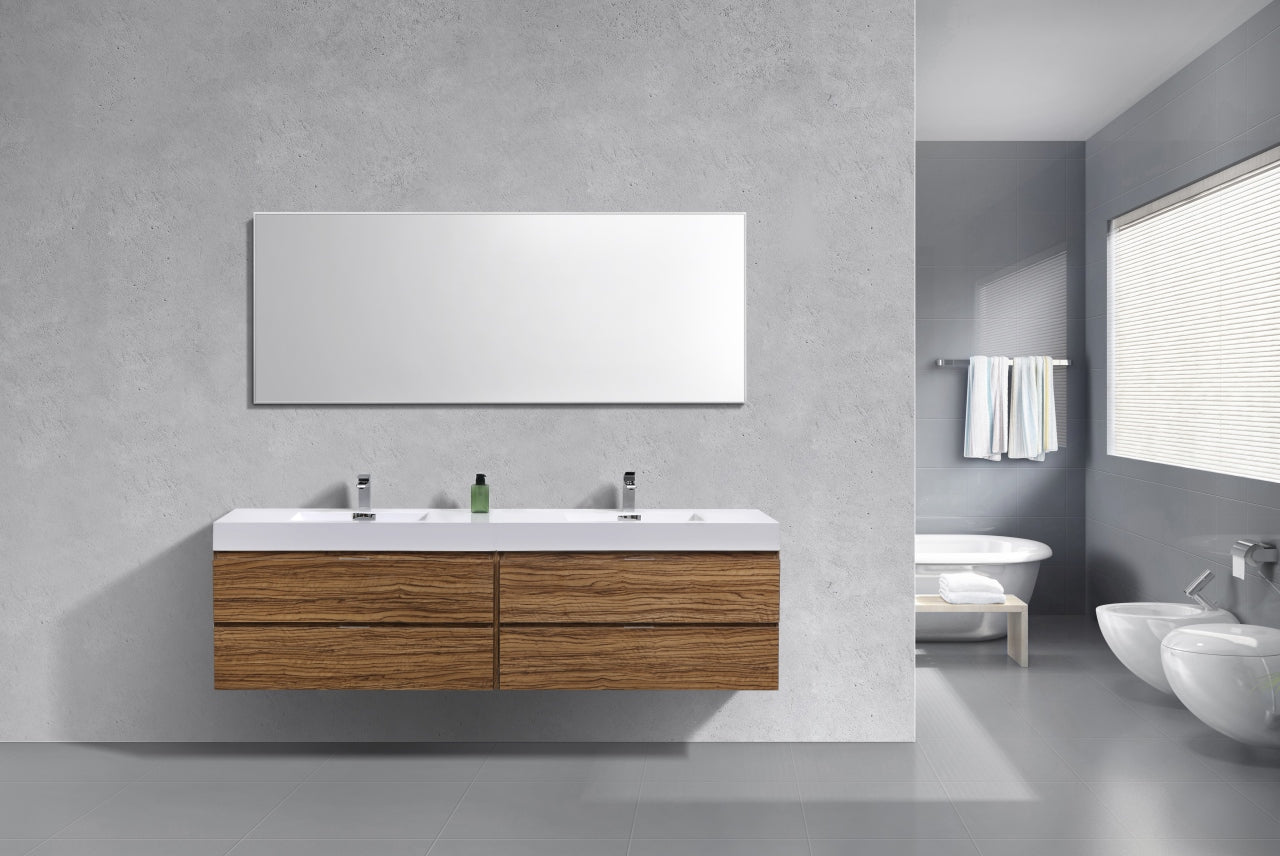 Kube Bath Bliss 72" Wall Mount / Wall Hung Modern Double Sink Bathroom Vanity With 4 Drawers Acrylic Countertop