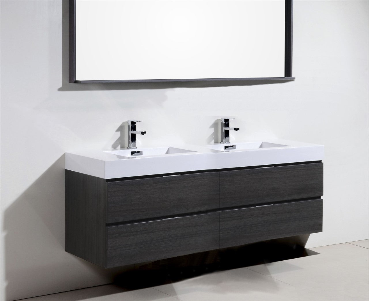 Kube Bath Bliss 72" Wall Mount / Wall Hung Modern Double Sink Bathroom Vanity With 4 Drawers Acrylic Countertop