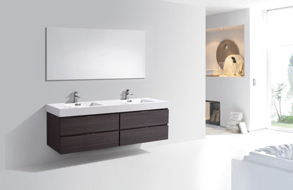Kube Bath Bliss 72" Wall Mount / Wall Hung Modern Double Sink Bathroom Vanity With 4 Drawers Acrylic Countertop