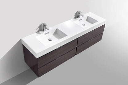 Kube Bath Bliss 72" Wall Mount / Wall Hung Modern Double Sink Bathroom Vanity With 4 Drawers Acrylic Countertop