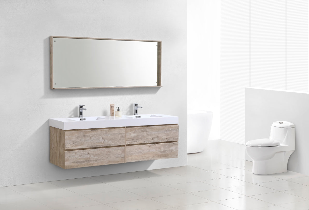 Kube Bath Bliss 72" Wall Mount / Wall Hung Modern Double Sink Bathroom Vanity With 4 Drawers Acrylic Countertop