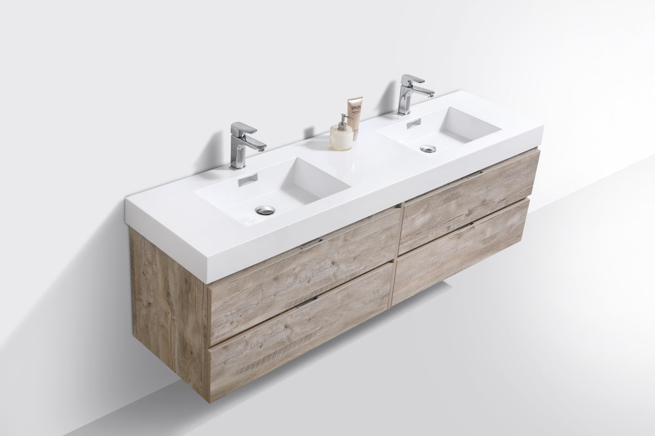 Kube Bath Bliss 72" Wall Mount / Wall Hung Modern Double Sink Bathroom Vanity With 4 Drawers Acrylic Countertop