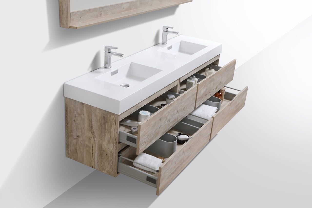 Kube Bath Bliss 72" Wall Mount / Wall Hung Modern Double Sink Bathroom Vanity With 4 Drawers Acrylic Countertop