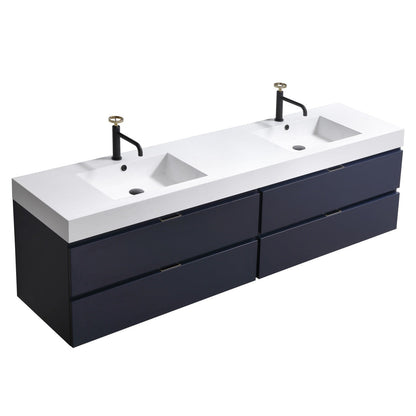 Kube Bath Bliss 80" Wall Mount / Wall Hung Modern Double Sink Bathroom Vanity With 4 Drawers Acrylic Countertop