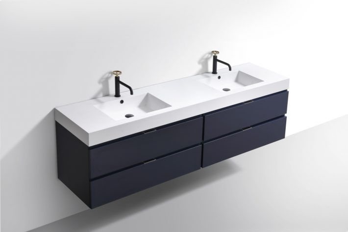 Kube Bath Bliss 72" Wall Mount / Wall Hung Modern Double Sink Bathroom Vanity With 4 Drawers Acrylic Countertop