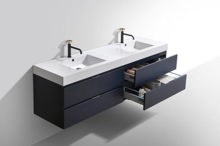 Kube Bath Bliss 72" Wall Mount / Wall Hung Modern Double Sink Bathroom Vanity With 4 Drawers Acrylic Countertop
