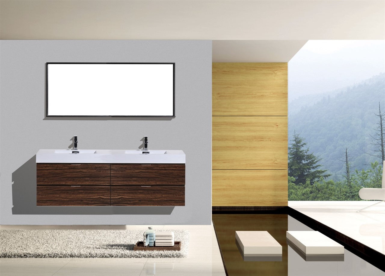 Kube Bath Bliss 72" Wall Mount / Wall Hung Modern Double Sink Bathroom Vanity With 4 Drawers Acrylic Countertop