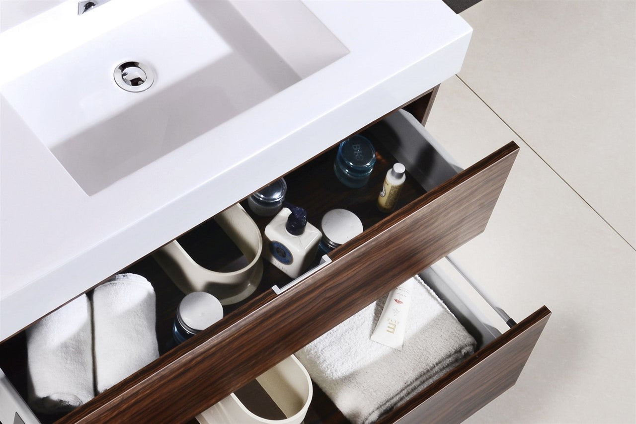 Kube Bath Bliss 72" Wall Mount / Wall Hung Modern Double Sink Bathroom Vanity With 4 Drawers Acrylic Countertop