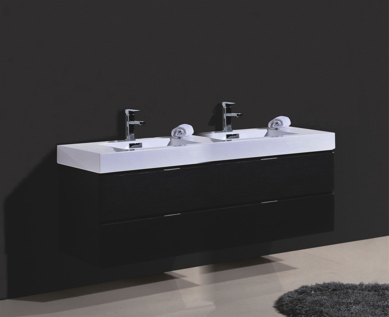 Kube Bath Bliss 80" Wall Mount / Wall Hung Modern Double Sink Bathroom Vanity With 4 Drawers Acrylic Countertop