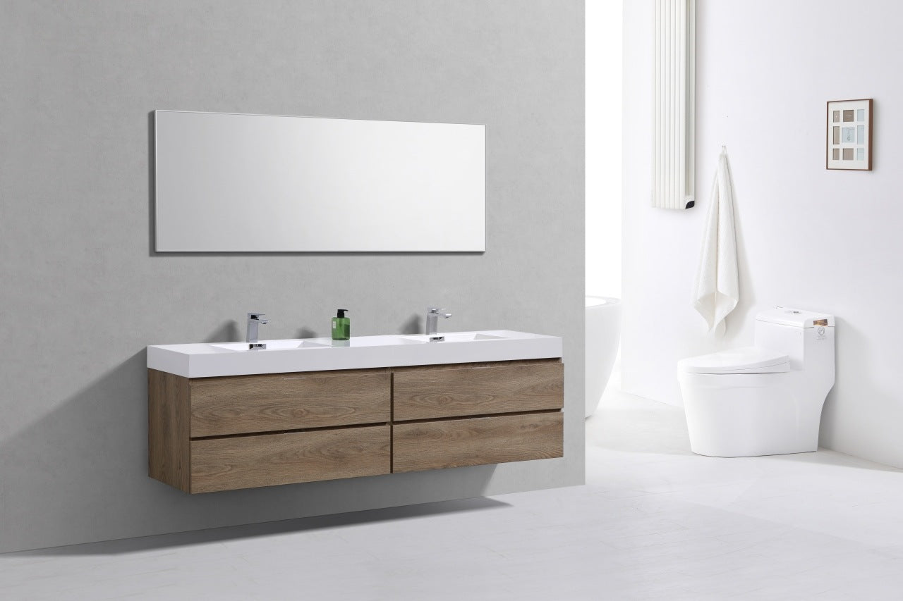 Kube Bath Bliss 80" Wall Mount / Wall Hung Modern Double Sink Bathroom Vanity With 4 Drawers Acrylic Countertop