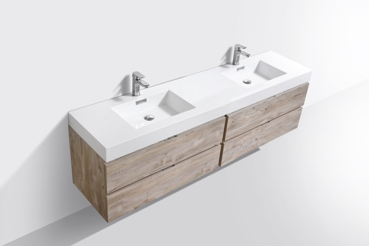 Kube Bath Bliss 80" Wall Mount / Wall Hung Modern Double Sink Bathroom Vanity With 4 Drawers Acrylic Countertop