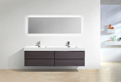 Kube Bath Bliss 80" Wall Mount / Wall Hung Modern Double Sink Bathroom Vanity With 4 Drawers Acrylic Countertop