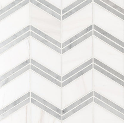 MSI Backsplash and Wall Tile Bianco Dolomite Chevron Polished Marble Tile