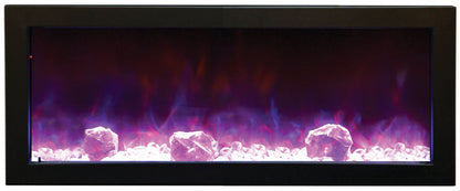 Remii 45″ Wide & 12″ Deep Indoor or Outdoor Built-in Only Electric Fireplace With Black Steel Surround