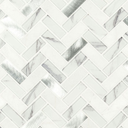 MSI Backsplash and Wall Tile Bytle Bianco Herringbone 12" x 12" 6mm