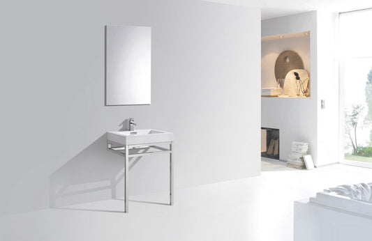 Kube Bath Haus 24" Stainless Steel Console Bathroom Vanity With White Acrylic Sink