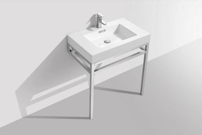 Kube Bath Haus 30" Stainless Steel Console Bathroom Vanity With White Acrylic Sink