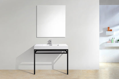 Kube Bath Haus 40" Stainless Steel Console Bathroom Vanity With White Acrylic Sink