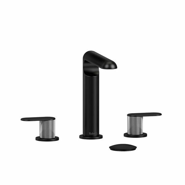 Riobel Ciclo 7 5/8" Modern Widespread Lavatory Faucet- Black And Chrome With Knurled Lever Handles